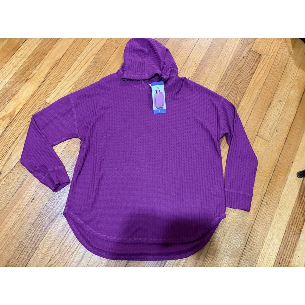 New CHASER Ladies' Thermal Hoodie Sugar Plum/Maroon Large